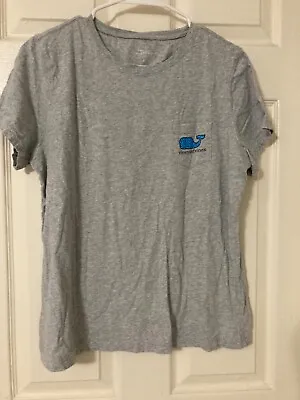 Vineyard Vines Pocket T-Shirt Whale Women Size L Large Gray Grey Blue EUC • $20