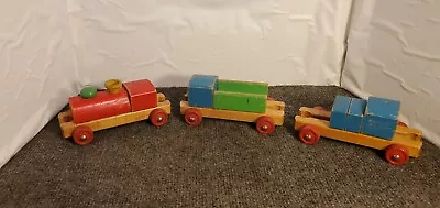 Vintage 10pc Wooden Toy Train Set  • $7.99