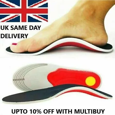 £4.29 • Buy Orthotic Insoles For Arch Support Plantar Fasciitis Flat Feet Back & Heel Pain