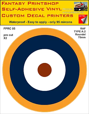 RAF Roundels Twin Packs Vinyl Sticker Decals  Type A2 Roundel  75 - 290mm FPRC05 • £5.95