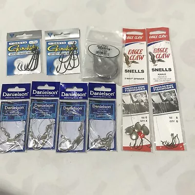 9 Pack Assortment Fishing Hooks And Weights Danielson Eagle Claw Gamakatsu • $24.99