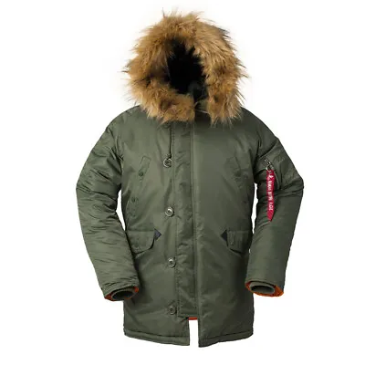 US Army Mens Air Force N3B Winter Warm Pilot Coat Padded Parka Jacket Fur Hooded • $99.99