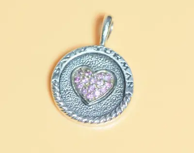 DAVID YURMAN Sterling Silver Pink Sapphire Heart Charm Pendant • $259.99