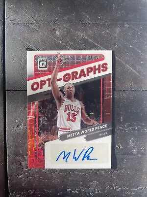 Metta World Peace 2021-22 Donruss Optic Opti-Graphs Auto Red Mojo Prizm SP BULLS • $30