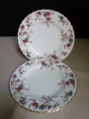 Minton England Ancestral Bone China Rust Teal Floral Gold Set 4 Salad Plates B • $12