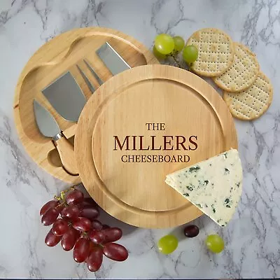 Personalised Family Cheese Board And Knives Set Wedding Anniversaries Christmas • £19.99