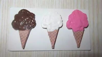 Miniature Dollhouse - Three Ice Cream Cone Parlor Diner Wall Decorations - Tm1 • $7.50