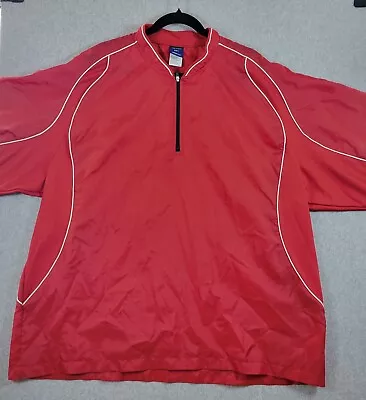 Mizuno Men's 1/4 Zip Pullover Windbreaker Shirt Jacket Short Sleeve Red Size 2XL • $21.99