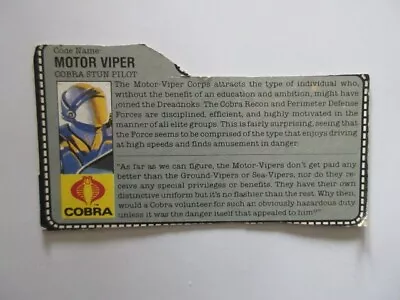 GIJOE Cobra Stunt Pilot Code Name Motor Viper Cut Out • $15