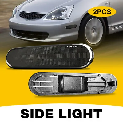 Pair Smoke Front+Rear Bumper Side Marker Lights For 02-05 Honda Civic Si EP3 3DR • $17.99