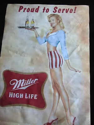 VTG MILLER HIGH LIFE 2005 Pretty Girl POSTER - PROUD TO SERVE - 26 X 18 Inches • $18.95