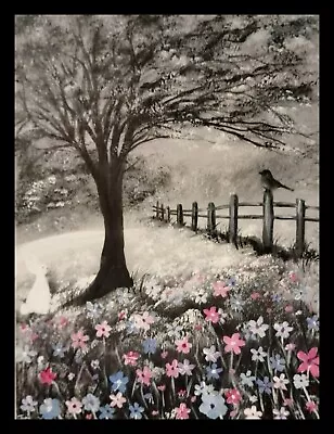 Original Acrylic Painting On Stretched Canvas Black And White Landscape  • £5