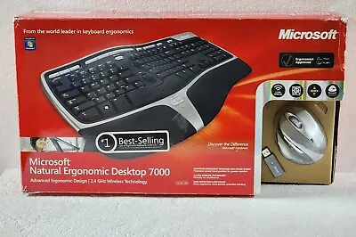 Microsoft Natural Wireless Ergonomic Keyboard 7000 Mouse & USB Dongle In BOX • $350.99