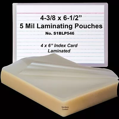 5 Mil Laminating Pouches S1BLP546 4-3/8 X 6-1/2  Box Of 100 • $15.99