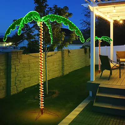 7 FT LED Rope Light Tropical Palm Tree Pre-Lit Artificial Palm Tree Decor • $92.99