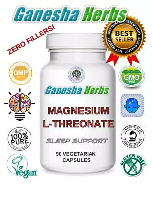 Magnesium L Threonate  - 90 X 500mg Vegan Capsules - Non-GMO - NO FILLERS! • $23.99
