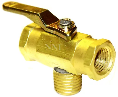 1/4  NPT 3 WAY MINI BRASS BALL VALVE 500 PSI L PORT For Fuel Oil Gas Or Water • $42.95