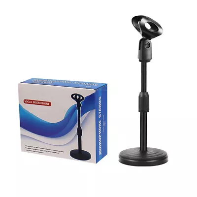 Desktop Table Desk Mic Microphone Stand W/ Clip Holder Mount Clamp Round Base • £8.79