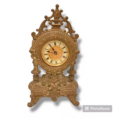 Vintage Brass Ornate Victorian Mantle Clock ArtNoveau Gorgeous Works Mechanical • $135