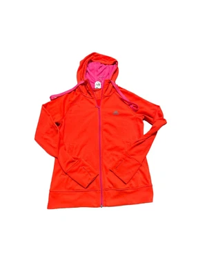$32 • Buy Adidas Womens Hoodie Zip Orange Thumb Holes Size Small