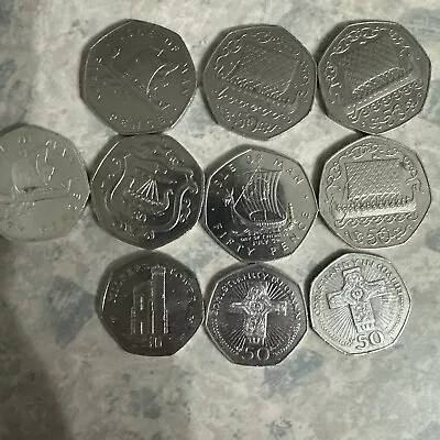 Isle Of Man 50p Coins 1976-2015 • £2.50