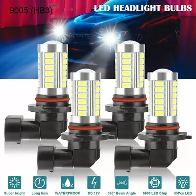 4x 9005 33 LED Combo Headlight Bulbs High Low Beam Kit 6500K Xenon Super White • $7.99