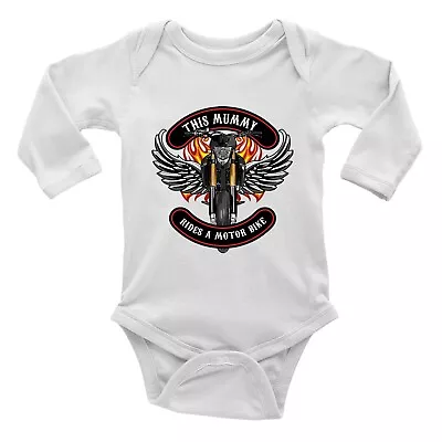 Motorcycle Baby Grow Vest Bodysuit This Mummy Rides A Motor Bike Boys Girls L/S • £5.99