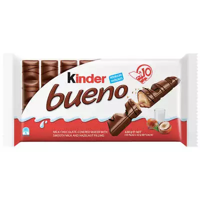 Kinder Bueno Milk Chocolate Covered Wafer Hazelnut Filling 43g X 10 • $34.49