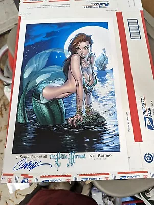 Little Mermaid Art Print Signed By J Scott Campbell 11X17 • $25