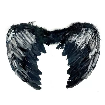 £7.99 • Buy Black Feather Large Wings Fancy Dress Devil Angel Fairy Costume Accessory