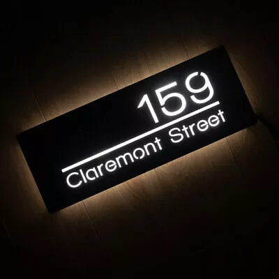 LED House Number Sign Illuminated Address Stainless Steel Plaque • £117.60