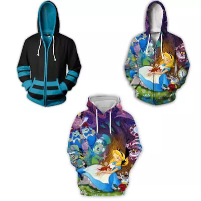 Alice In Wonderland 3D Hoodies Cosplay Adult Sweatshirts Jacket Coat Costumes • £13.20