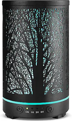 $82.90 • Buy Matte Black Metal Tree 200Ml Essential Oil Diffuser Aromatherapy Diffuser With I