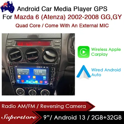 9” CarPlay Android 13 Auto Car Stereo GPS Head Unit For Mazda 6 (Atenza) 02-08 • $419.95