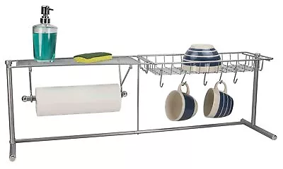 Over The Sink Stainless Steel Finish Kitchen Station Dish Rack Paper Towel Di... • $50.60