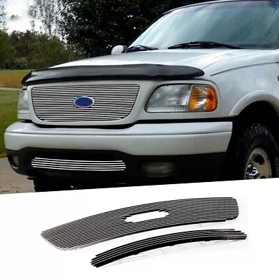 Polished Grill For 1999-2003 Ford F-150 4WD Front Billet Grille Upper Lower • $66.99