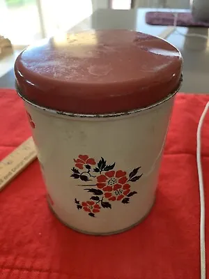 Decoware Tin Canister Red Flowers Vintage • $15