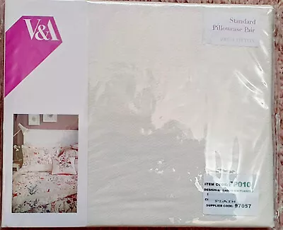 V&A Blythe Meadow Standard Housewife Pillowcase (pair) 100% Cotton Plain • £4.49