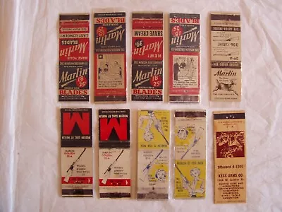 10 Vintage Marlin  Kess Gun Rifles Firearms Blades Advertising Matchbook Covers • $15