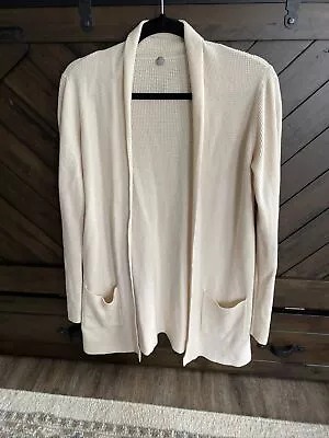 Designer MARGARET O'LEARY 100% Organic Cotton Waffle Knit Cardigan • $35