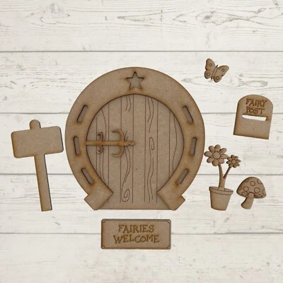 £4.95 • Buy MDF Wooden FAIRY DOOR Craft Kit Blank Ready To Decorate Fairy Kit Horseshoe