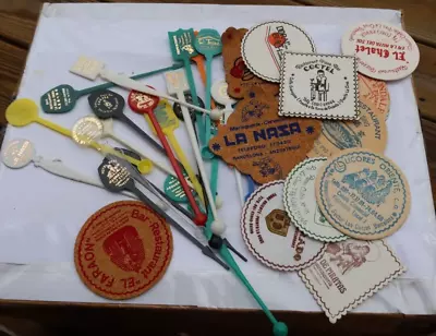 LOT Vintage Bar Advertising Stirrers Matchbooks Coasters Swizzle Sticks Barware • $2.99