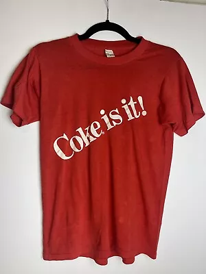 Vintage 1980's Coca-Cola Coke Is It! Red Single Stitch T Shirt Medium • $14.95