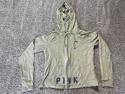 Victoria Secret Pink Women’s Size Small Green Zip Up Jacket Palm Tree Big Logo • $9.99