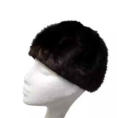 Vintage Brown Mink Hat By Roos Atkins Fur  Hat With Hat Box   22  • $34.95