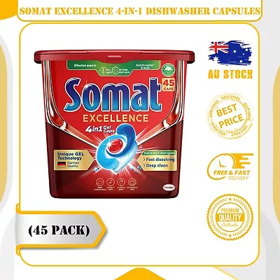 Somat Excellence 4-in-1 Dishwasher Capsules (45 Pack) Dishwashing Tablets • $37.99