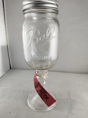 Southern Red Neck Wine Glass - Elevated Bell Mason Jar With Lid - New 16 Oz Cup • $10.95