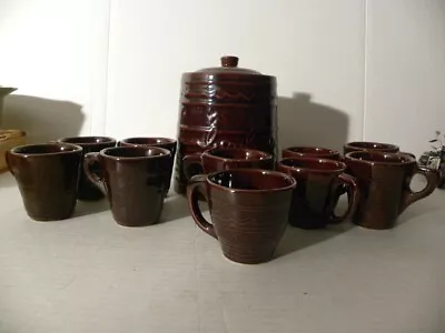 Vintage Marcrest Daisy Dot Cookie Jar And Ten Cups • $75