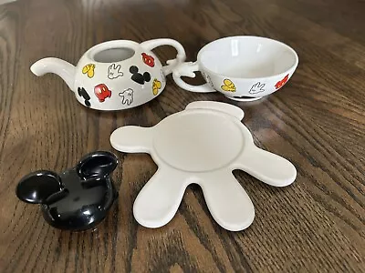 Vintage Walt Disney Mickey Mouse Tea For One Cup & Teapot Saucer Set Mint Rare • $17.99