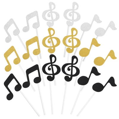 £4.95 • Buy 18 Pcs Music Cupcake Toppers Music Notes Balls Cake Decorations